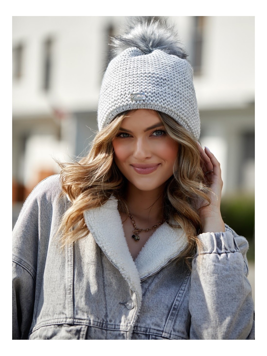 Light gray women\'s winter hat C2 - Online store - Boutique